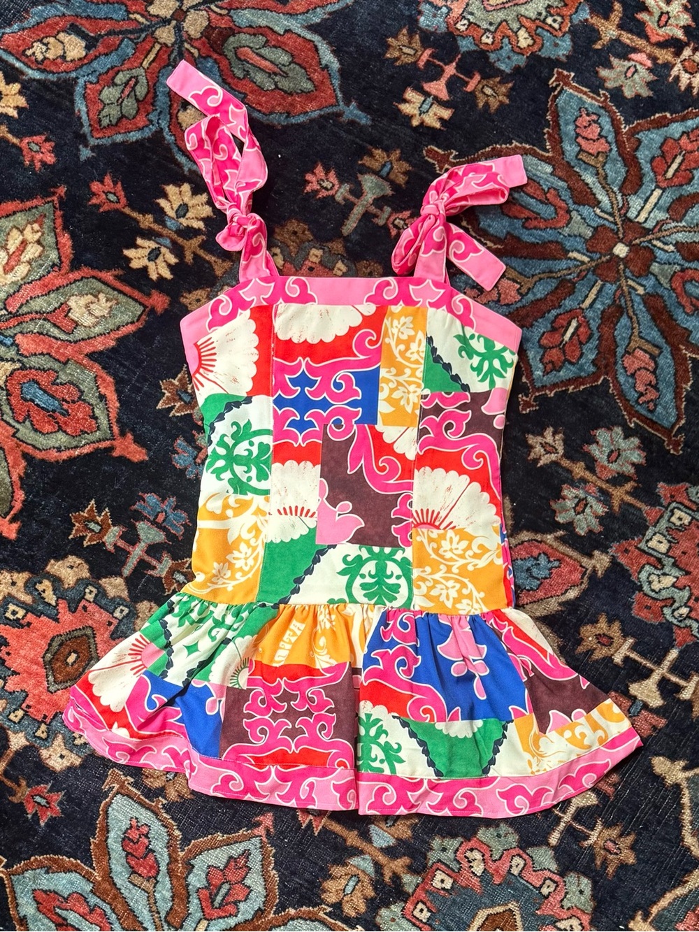 Agua Bendita Multicolor Patchwork Tie-Shoulder